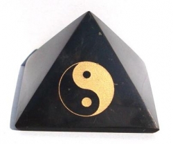 Shungite pyramid Yin-Yang