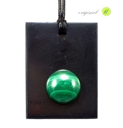 Shungit pendant with agate rectangle - kopie