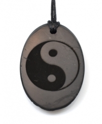 Schungit hängende oval platte yin-yang - kopie