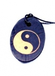 Shungit pendant oval plate yin-yang