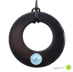Shungit pendant wheel with aquamarine