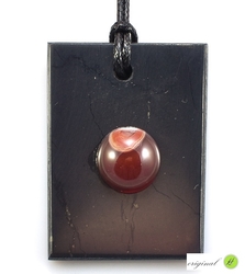 Shungit pendant with agate rectangle