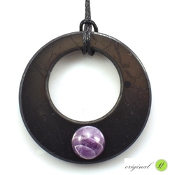 Shungit pendant wheel with amethyst