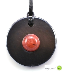 Šungitový přívěšek kolečko s jaspisem červeným