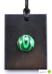 Shungit pendant with malachite rectangle