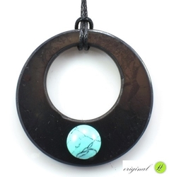 Shungit pendant donut with turquoise
