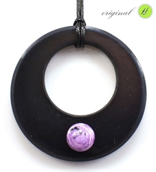 Shungit pendant wheel with charoite / 5712