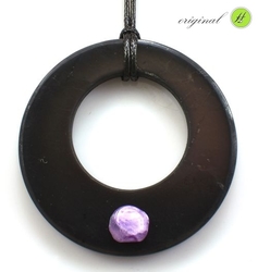 Shungit pendant wheel with charoite / 5714