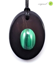 Shungit pendant with malachite oval - kopie
