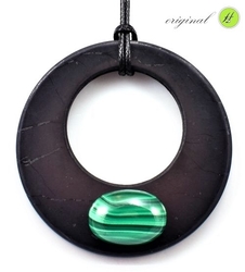 Shungit pendant with malachite donut - kopie
