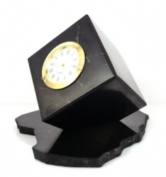Shungit cube with clock on the holder